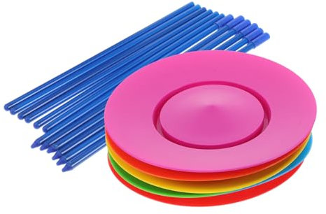 BRIGHTFUFU 6stücke Teiliges Jonglierplatten-Set Mit Stäben Drehplatten Für Akrobatik-Performances Für Zirkusaufführungen Und Jonglier-Training Stabil Und Sicher Der Handhabung