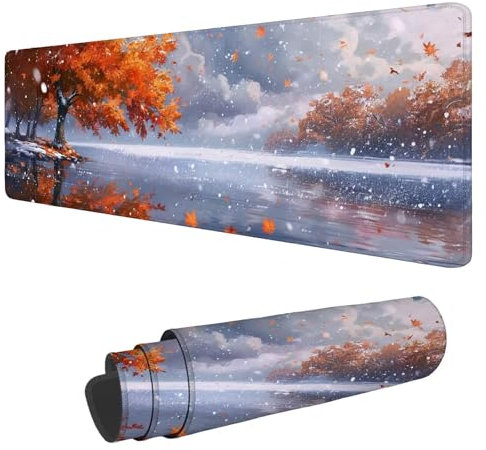 Alfombrilla Raton Invierno Alfombrilla Ratón XXL 1600x800x3mm Mouse Pad Arce, con Bordes Cosidos Impermeable Desk Mat Mousepad Gaming, Mejora la precisión y la Velocidad for Ratón y Teclado N-398