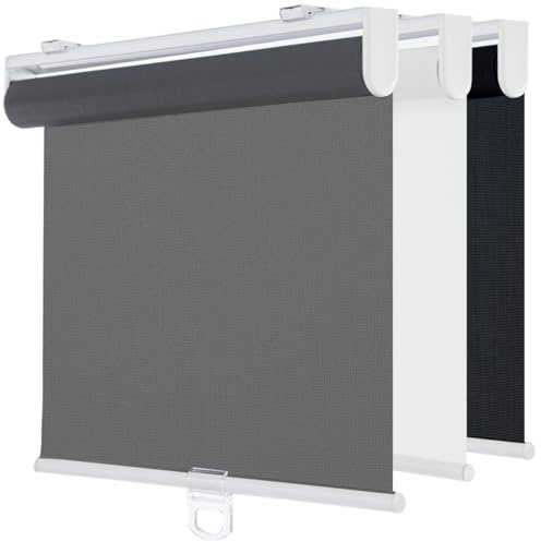 TOVALOR Cordless Roller Shades for Windows,Light Filtering Pull Down Blinds,Solar Screen Door Blinds,Flame Retardant UV Protection Fabric for Home Office (17 W x 72 H,Solar Grey)