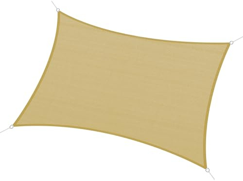 Outsunny Toldo Vela de Sombra Rectangular 6x4 m Toldo de Terraza Protección Rayos UV para Exterior Patio Jardín Beige