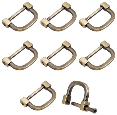 NBEADS 8 Stück Hufeisen-D-Ringe, Zink-Legierung D Clasps Schraube in Schäkel für DIY Lederhandwerk Handtasche Schlüsselanhänger, Antike Bronze