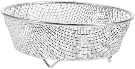 LOORGVEL Support Suspendu Rond en Acier Inoxydable Argenté Résistant la Corrosion la Rouille, Accessoire pour Friteuse à Air pour Barbecue la Maison