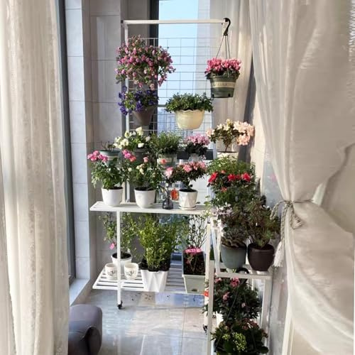 Étagère à plantes en métal à 2 ou 3 niveaux pour pots de fleurs, présentoir plantes, échelle, jardin, intérieur ou extérieur, étagère de rangement d'angle plantes jardinière support à fleurs sur pied(