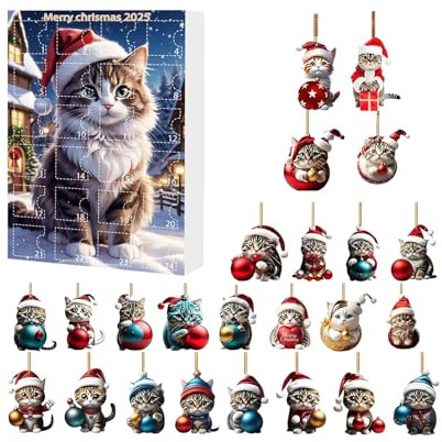 Nudorpn Calendrier De L Avent Pour Noel 2025,Chat 2025 Jouet de l'Avent pour Enfant | Decorations De Noel Pour Femme Amis