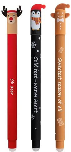 Eberhard Faber Animal Erase Stifte korrigierbarer Gelschreiber Gelstifte Weihnachten Winterset Pinguin, Lebkuchenmännchen und Rentier - (Winterset)