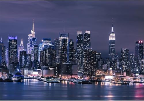 3D Fotomurales Vista Nocturna de La Ciudad 200x140 cm Decorativos Papel Pintado Panorámico Mural Ciudad Moderna Tejido No Tejido Decoración de Pared Murales Moderna de Diseno q.8050