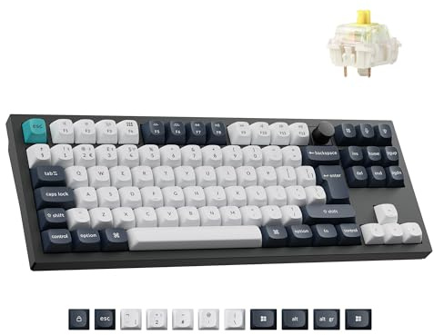 Keychron Q3 Max Wireless Mechanical Keyboard TKL - Hot-Swappable Gateron Banana Early Tactile Switch, 2.4G/Bluetooth, Full Aluminum with RGB Programmable Knob for Mac Windows Linux(UK Layout)- Black