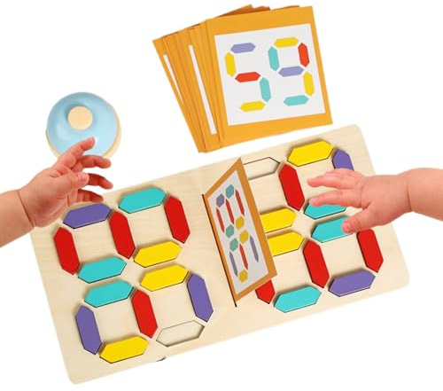 de Madera para niños, desafío de números con Juego de Mesa de Bloques, Juegos de Bloques a Juego para asignar, para niños en el Aula y jardín de Infantes como Actividad