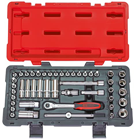 KS Tools 922.0646 Coffret de douilles et accessoires en pouces 3/8 | Coffret de douilles et accessoires ULTIMATE en pouces 3/8'', 46 pièces, outillage professionnel, chrome vanadium