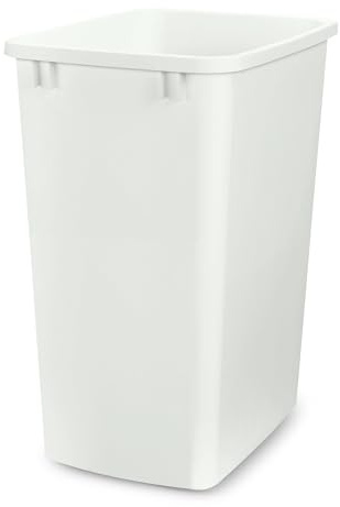 Rev-A-Shelf 35 Quart Kitchen Sink Garbage Can for Base Kitchen and Bathroom Cabinet, Replacement Plastic Trash Bin for Laundry Rooms, White, RV-35-52