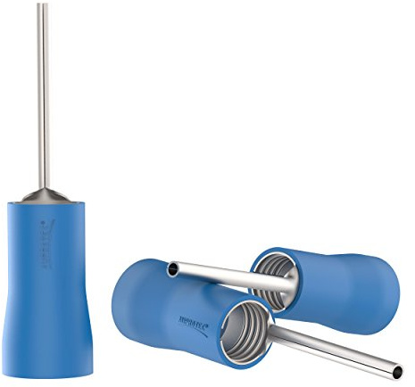 AUPROTEC 100x Stiftkabelschuhe 1,5-2,5 mm² blau Stiftlänge 12 mm Teilisolierte PVC PTV männliche Kabelschuhe aus Kupfer verzinnt Kabel-Verbinder Stift-Form