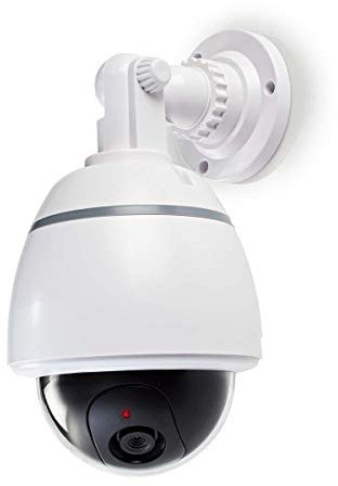 NEDIS Dummy Home Security CCTV Camera with Flashing LED, IP44 Waterproof Dome Design, for Indoor & Outdoor Use - White