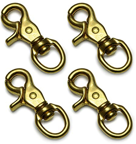 Ganzoo Triggerhead Scherenkarabiner-Haken mit Drehgelenk, 65 mm, 4 Stück Schnappkarabiner mit Drehkopf für Hunde-Leine, Wirbelkarabiner für Paracord 550 Hundehalsband, legierter Stahl, Farbe Gold