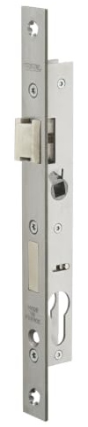 THIRARD - Boîtier de Serrure Encastrable à Cylindre pour Menuiserie Métallique - Axe 10.5 mm - Bouts Carrés - Inox - Coffre Acier Épaisseur 15 mm - Têtière Inox - Pêne Acier Nickelé - Gris