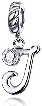 LaMenars 925 Sterling Silber A-Z Buchstaben Charms Dangle | Initial Alphabet Anhänger mit Zirkonia, passt Europa Charm Armband Halskette Geschenke für Frauen