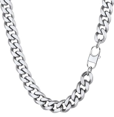 PROSTEEL Herren Halskette Klassische Panzerkette 3/6/9/12mm breit kubanische Gliederkette Herren Hip-Hop Kette Cuban Chain Necklace für Männer Jungen Edelstahl/18k vergoldet 36/46/51/55/61/66/71/76cm