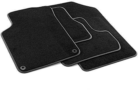 MDM PRO-578 Fußmatten für Citroen C3 II / DS3 2010>2016, Passgenau Velours Kunstlederkanten und doppelten Steppnaht Chromnähte