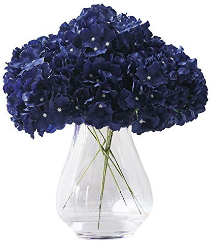 Kislohum Künstliche Hortensien, marineblaue Köpfe, 10 Stück, künstliche Hortensien, Seidenblumen für Hochzeitssträuße, Tafelaufsätze, DIY-Blumendekoration, Heimdekoration mit Stielen