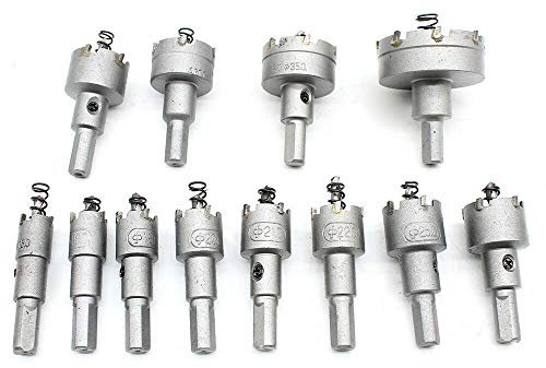 12 tlg Lochsäge HSS Bohrer Set Carbide Spitze Lochsägen Zahn Cutter Bohrer Bit Edelstahl Metall Legierung 15-50mm