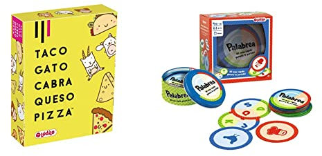 Ludilo Taco, Gato, Cabra, Queso Pizza, Juego de Mesa, Juegos de Cartas, Juegos Familiares + Palabrea, Juego Educativo en Familia de Agilidad Mental, Desarrollo del lenguaje ()