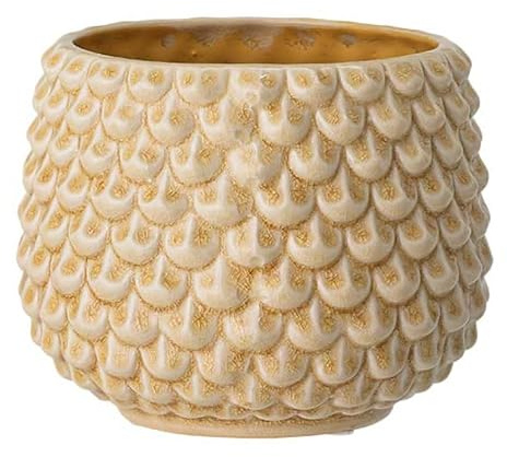 Nordring Vaso Pino - per Fiori da Interno e Piante da Interno, Piante grasse, Cactus, Orchidee L (16,5 cm ø), Avorio-Giallo, Ceramica Gres