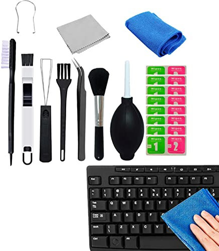 NICERAM 5 Kit de Nettoyage de Clavier, Kit de Nettoyage de Clavier mécanique Brosse Antistatique, Kit de Nettoyage de Clavier 11 en 1 avec lingettes pour écran d'ordinateur et Outil de Retrait de