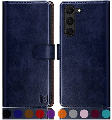 SUANPOT [RFID Schutz für Samsung Galaxy S23 5G Hülle PU Leder Handyhülle Lederhülle Klapphülle Kartenfach Flip Cover für Samsung S23 Handy hülle Leather Wallet Phone Case Blau