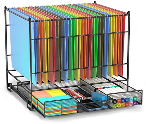 TOPCJ Hängeregistratur-Ordner, Rechtsgröße, Schreibtisch-Organizer und Zubehör, Aufbewahrung mit verschiebbarer Schublade, Hängemappen für Aktenbox, schnelle Montage, Bürobedarf, perfekte Organisation