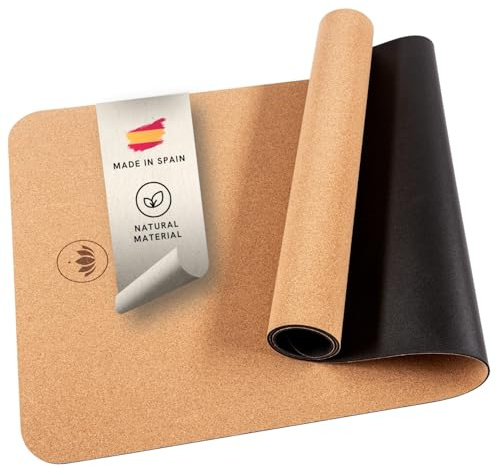 LOTUSCRAFTS® Yogamatte aus Kork und Naturkautschuk - ARISE CORK, rutschfest mit Sweat Proof Oberfläche, ideal für Hot Yoga, 100% nachhaltige Materialien, Yogamat