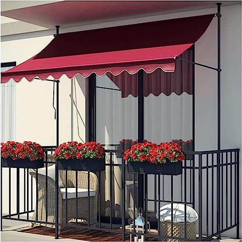 Klemmmarkise,Balkon Markise,Klemmmarkise mit Handkurbel, Sonnenschutz,balkonmarkisen Höhenverstellbare UV-beständig und wasserdicht für Terrasse Balkon 4M E