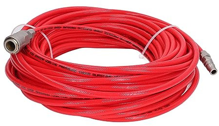 Manguera de Tubo de Compresor de Aire, Manguera de Alta Presión de Compresor de Aire de 20 M de Largo 1/4in NPT 45bar Presión de Explosión Estable para Fábrica de Reparación de Vehículos (Rojo)