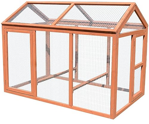 LOERSS 55 Zoll Hühnerstall, Mobiler Hühnerstall, Outdoor-geflügelkäfig Aus Holz, Tragbarer Hühnerstall, Kaninchenstall, Hühnerstall, Kaninchengeflügelkäfig, Lebensraum, Hasenkäfig