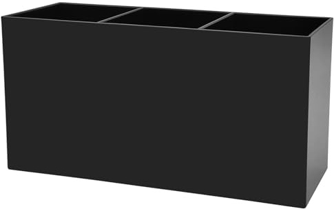 Cerpourt Black Makeup Brush Organizer,Acrylic Cosmetic Brushes Storage Holder with 3 Slots,Pencil Pen Holder for Desk,Desk Organizer and Accessories for Vanity