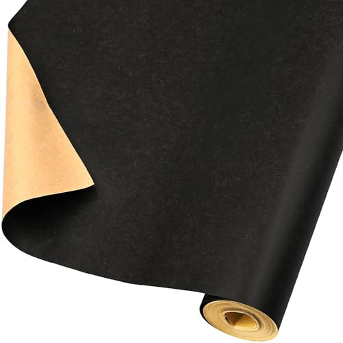 ADQUATOR Geschenkpapier, 60 cm x 12 m, schwarzes Kraftpapier, einfarbig, matt, perfekt für Hochzeit, Festival, Geburtstag, Babyparty