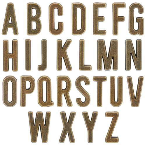 SUNNYCLUE 1 Box 130 Stück 26 Stile 11mm Legierung Alphabet Anhänger Buchstaben Schiebeperlen Großpackung Antik Bronze Metallkunst 3D AZ Alphabetische Lose Perlen Anhänger Für Die Schmuckherstellung D