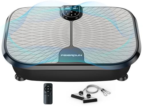 FEIERDUN Piastra vibrante per esercizi, capacità 181,4 kg, piastra vibrante per drenaggio linfatico, spazio massimo per allenamento e relax a casa su tutto il corpo, nero