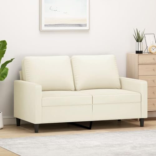 Willood 2-Sitzer-Sofa Couch für Wohnzimmer, Polstersofa mit Metallgestell, Loungesofa Zweisitzer Wohnzimmersofa Wohnzimmermöbel Creme 120 cm Samt