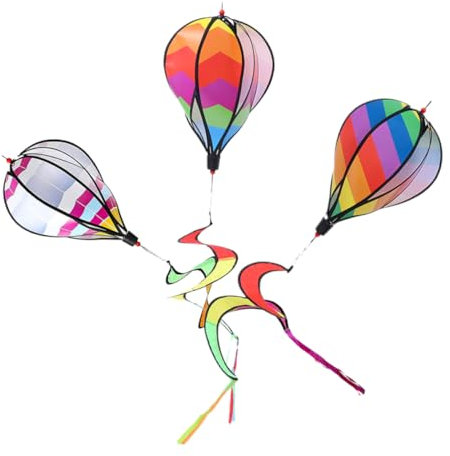 BCOATH 3stücke Heißluftballon Windräder Dekoration Garten Hänge Ornament Ballondekor Gartendekor Hofdekoration Regenbogen Windspinnerrad