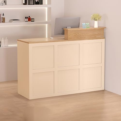 Klein Empfangstheken Rezeptions theke mit schubladen Empfangstheke mit Abschließbaren Schubladen Moderner Empfangstresen Büro-empfangstheke for Empfangsraum, Lobby, Einzelhandel, Geschäft(Apricot+Wood