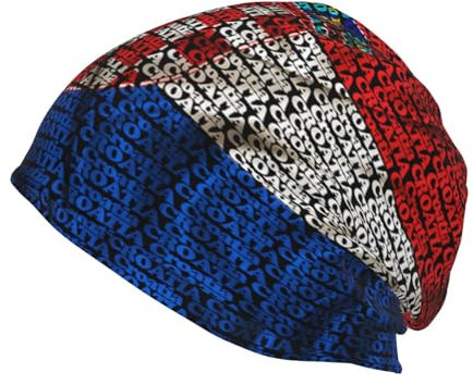 Kroatien-Beanie, Kroatien-Flagge, Beanie-Mütze, Slouchy-Beanie, Stretch-Schal, Kopfwickel, Strickmütze für Damen und Herren, Kroatien-1c, Einheitsgröße