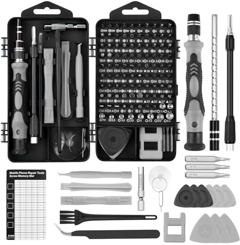 OSDUE 124 in 1 Feinmechaniker Schraubendreher Set, Handy Reparatur Schraubendreher, Magnetische Präzision Schraubendreher Set Mit mit Torx T1 T2 T3 T4 T5 usw Für Switch PS4 Laptop Xbox Brillen (Grau)