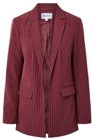 PIECES Pcbozzy LS - Blazer Suelto a Rayas Noos BC para Mujer, Granate, S