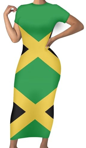 Urndoeng Jamaican Flag Dress 2025 Stylish Jamaican Clothing Women Sexy Bodycon Maxi Dress Plus Size XS-4XL