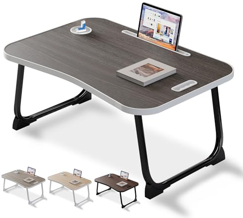 Laptop Bett Tisch, Frühstückstisch zum Essen, Lesen, Schreiben auf dem Bett, Sofa, zu Hause und im Büro (Dark Grey)