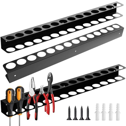 ZHIYUQL® Zangenhalter Wandhalterung 40cm Schraubenzieher Halterung Wand Werkzeughalter Metall Werkzeugwand 14 Löcher Wandregal für Garagen Werkstätten Werkbänke Organizer