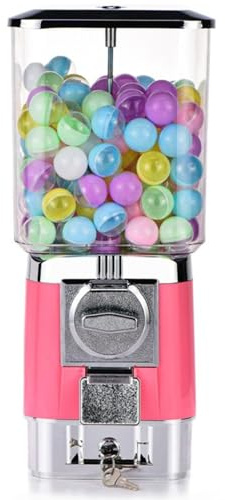Gumball Machine pour Les Enfants, distributeurs automatiques de Bonbons, 200 balles vides, 100 jetons en Acier Inoxydable, Machine à bombardement à Bulles à Monnaie pour Les magasins de Jeux Pink