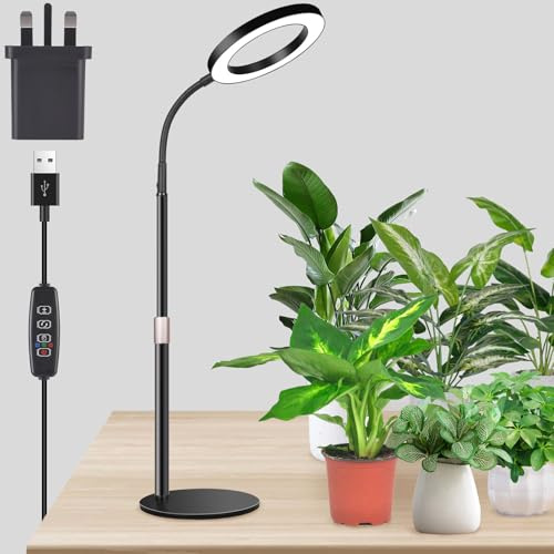Ainiv Grow Light for Indoor Plants, Full Spectrum Grow Lights, Grow Light Lamp with 6/12/16H Timer, 43-60cm Height Adjustable Desktop Lift,80 LED Lamp Beads, Light for All Kinds of Plants