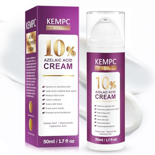 Kempc 10% Azelaic Acid Acne Treatment for Face – Hormonal/Cystic Acne Spot Treatment Cream | Redness Reducing Acne Moisturizer for Rosacea & Sensitive, Acne-Prone Skin | Teens & Adults, 1.6 oz
