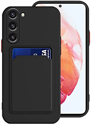 Compatible with Samsung S25 FE Case Silicone, Phone Case for Samsung Galaxy S25 FE with Card Holder,Slim Soft Shockproof Cover Full Body Protection with Card Slot (Black)