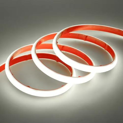 BININBOX Striscia LED COB IP68 Impermeabile Neon, 320 LED/m, Tagliabile, 24V Nastro LED per Decorazione Scale, Acquario, Piscina, Camera da Letto, Natale, Feste (Bianco Freddo 6500K, 50 Metri)